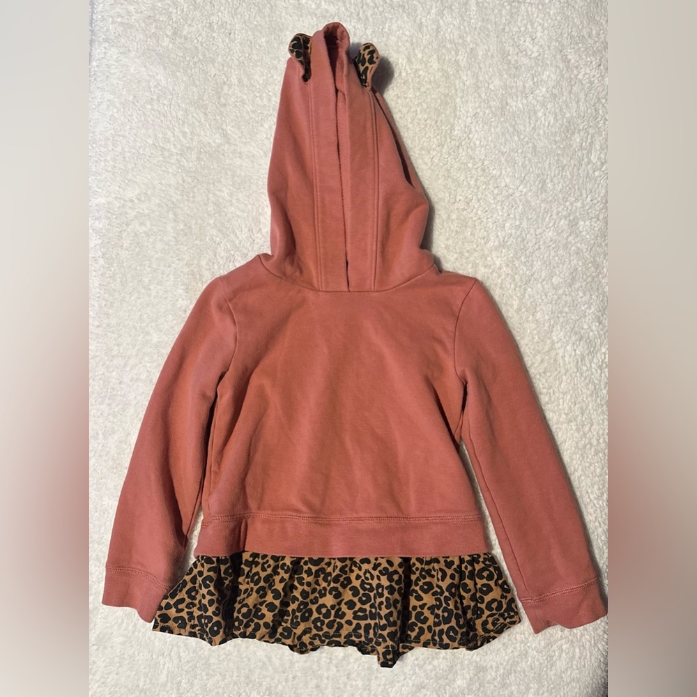 Pink Hoodie with Leopard Skirt